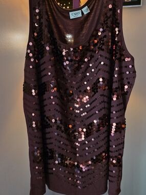 Cato Plum Sequin Scoop Neck Tank Sz 22-24